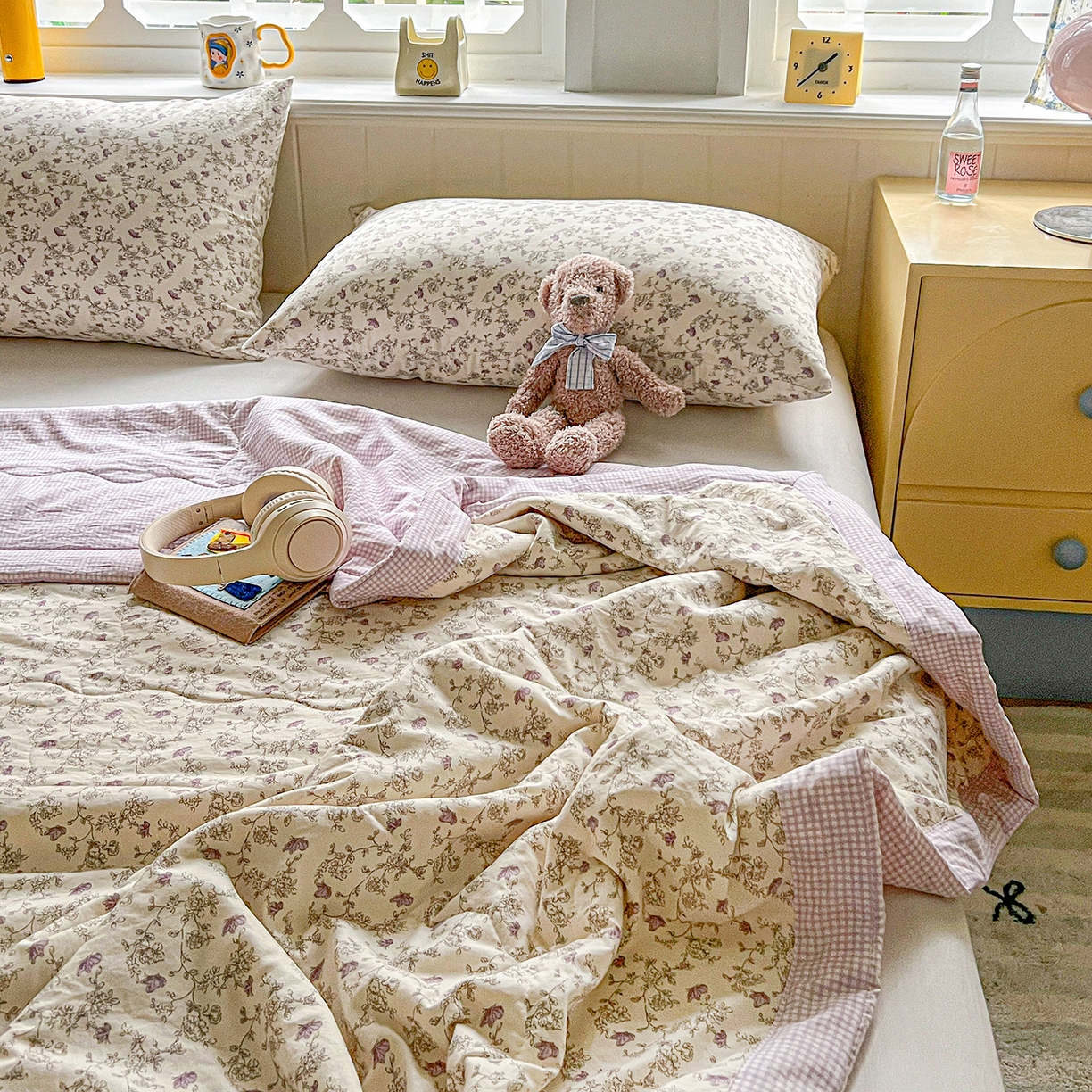 91家纺网 家纺一手货源 找家纺 十里居 2026新款A类水洗棉棉花夏凉被 铃兰紫