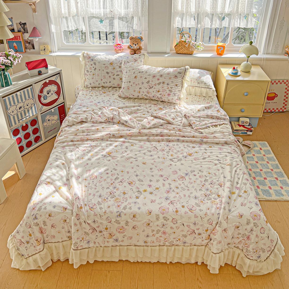 91家纺网 家纺一手货源 找家纺 （总）富米莱单品馆 2026新款高奢维密花边冰肤格凉感夏凉被床盖夏被四件套