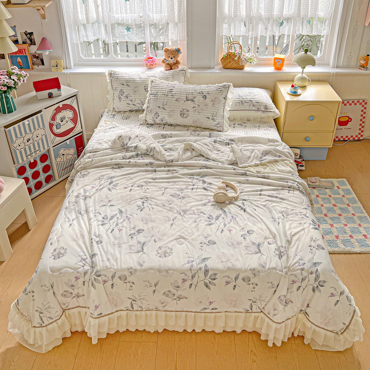 91家纺网 家纺一手货源 找家纺 （总）富米莱单品馆 2026新款高奢维密花边冰肤格凉感夏凉被床盖夏被四件套