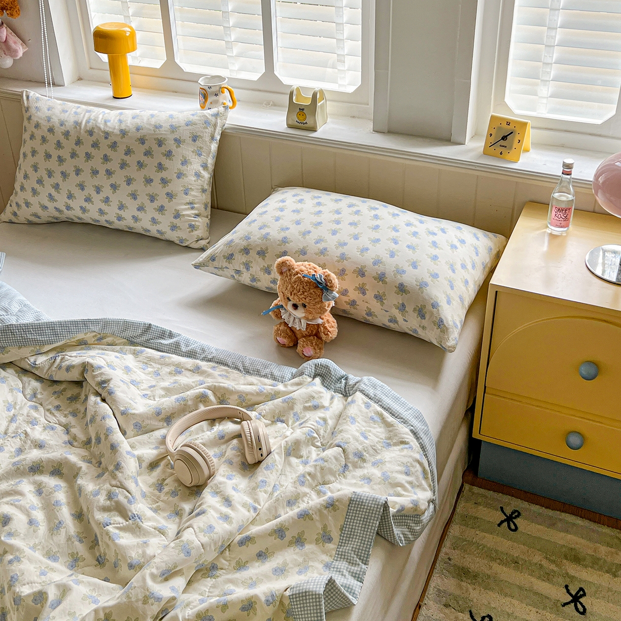 91家纺网 家纺一手货源 找家纺 十里居 2026新款A类水洗棉棉花夏凉被 碎花蓝