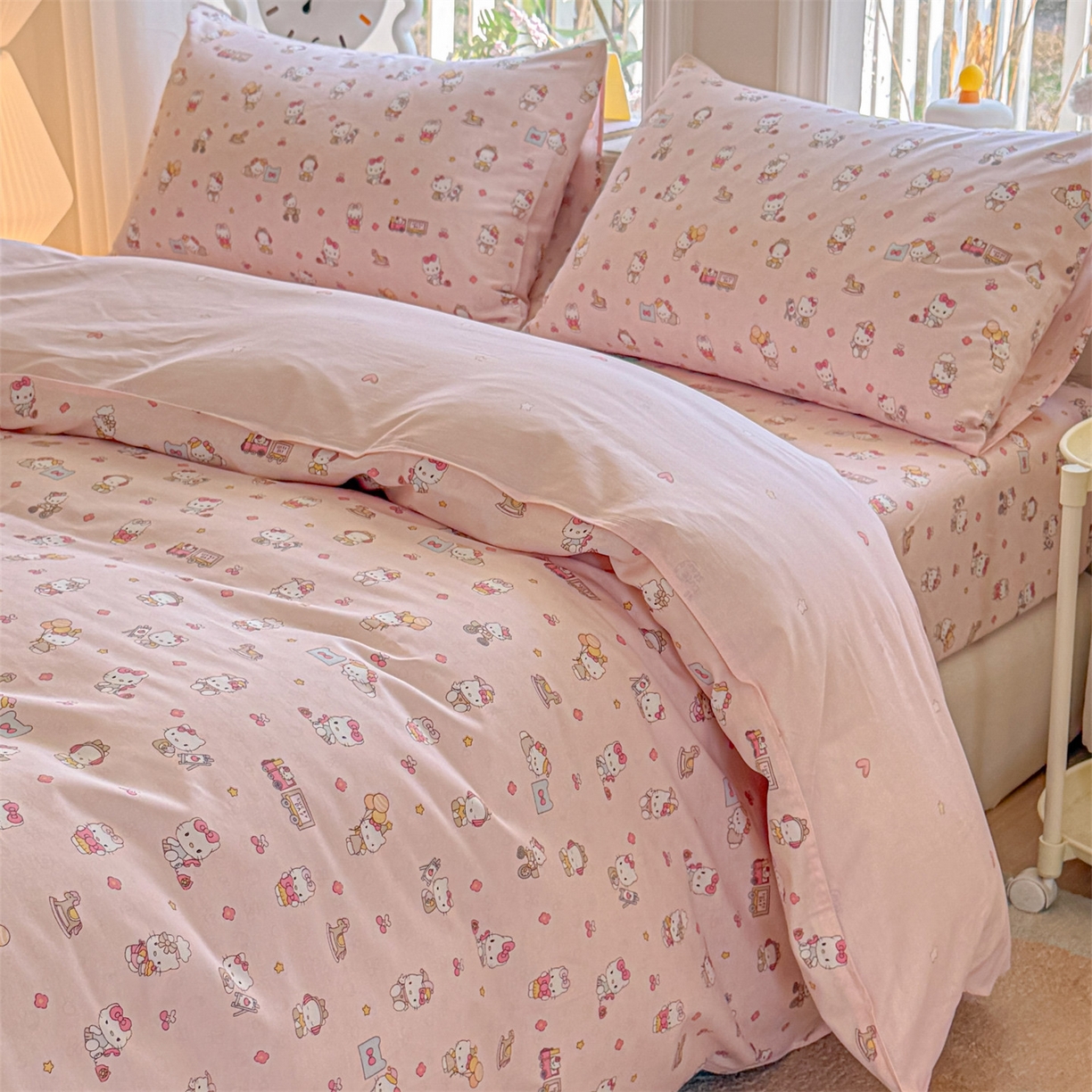 91家纺网 家纺一手货源 找家纺 女子家纺 2026新款全棉印花四件套系列 呆萌乐园