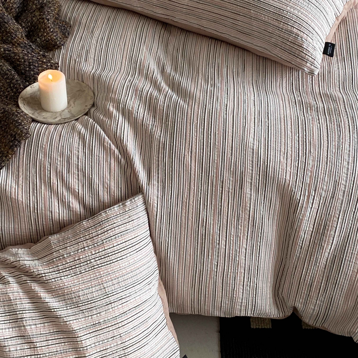 91家纺网 家纺一手货源 找家纺 （总）旷野 2026新款棉麻侘寂风肌理感提花四件套-森川