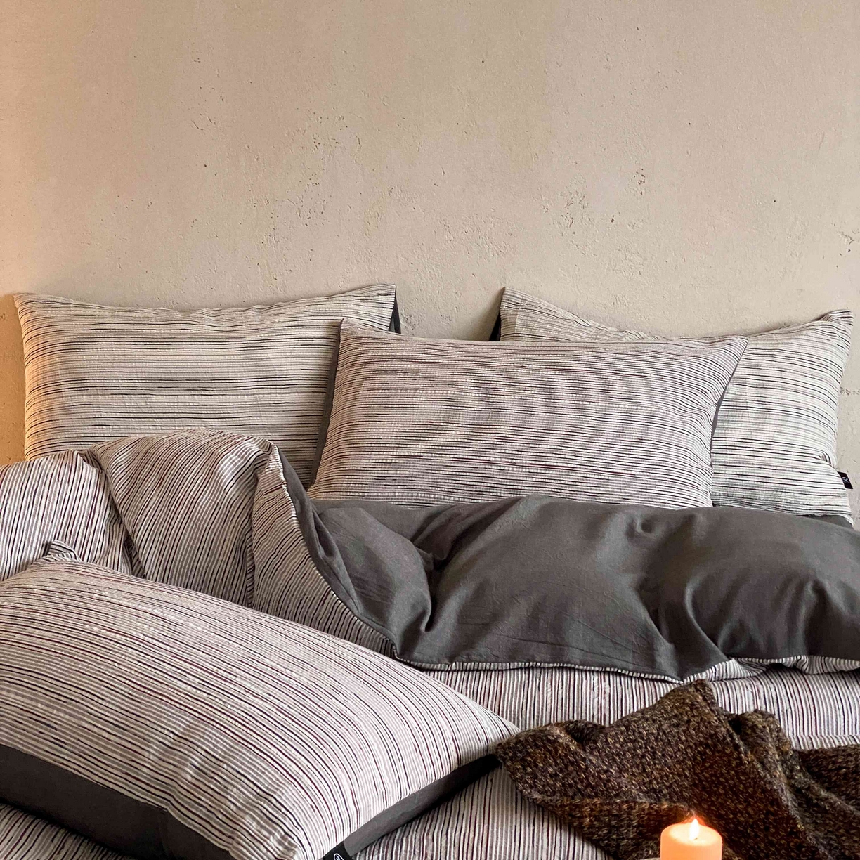 91家纺网 家纺一手货源 找家纺 旷野 2026新款棉麻侘寂风肌理感提花四件套-森川 森川-灰