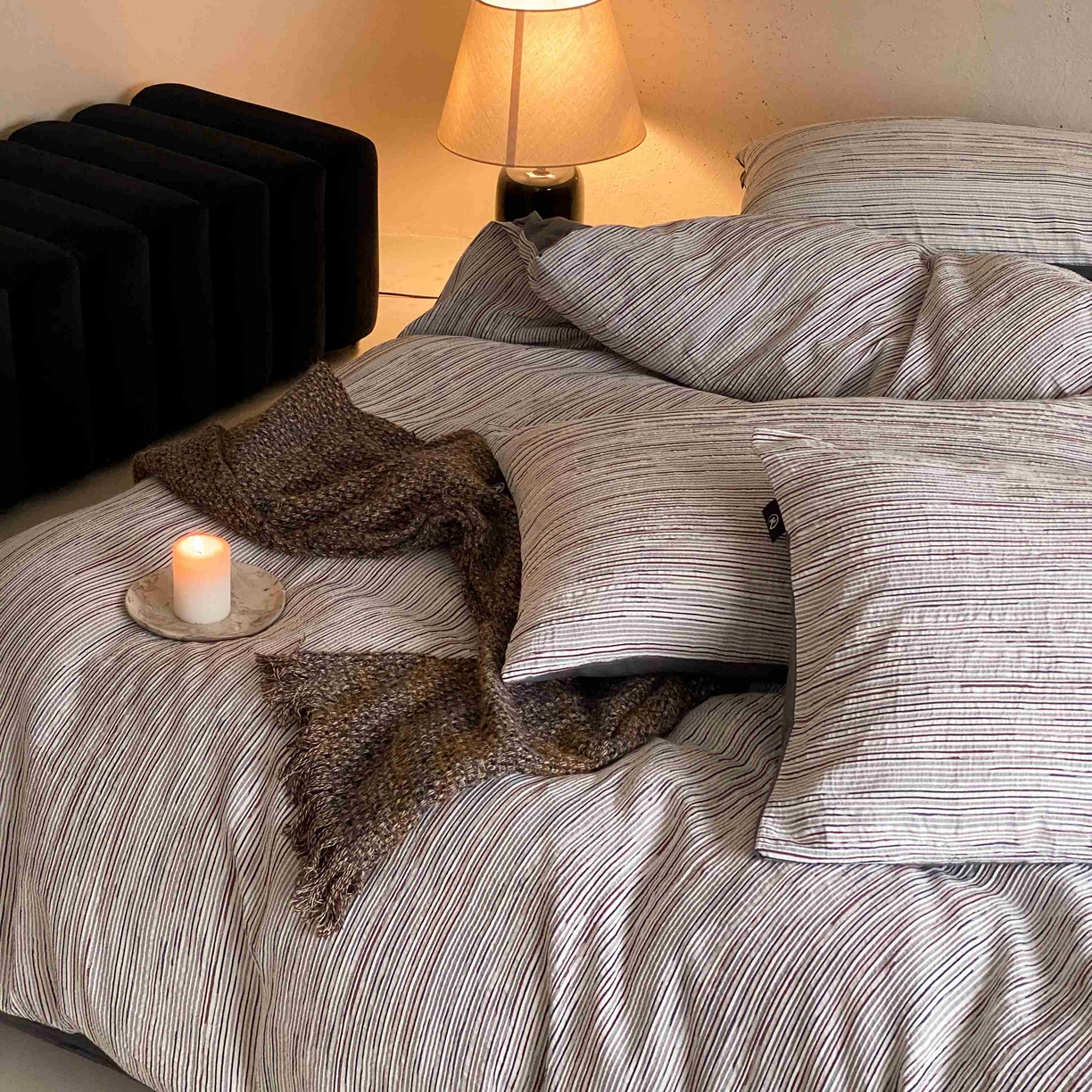 91家纺网 家纺一手货源 找家纺 旷野 2026新款棉麻侘寂风肌理感提花四件套-森川 森川-灰