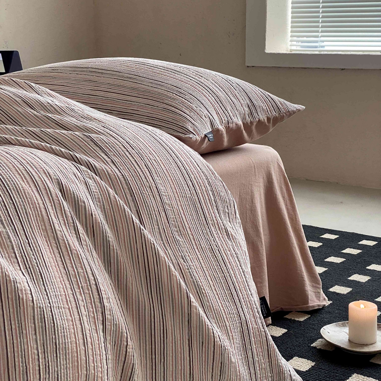 91家纺网 家纺一手货源 找家纺 （总）旷野 2026新款棉麻侘寂风肌理感提花四件套-森川