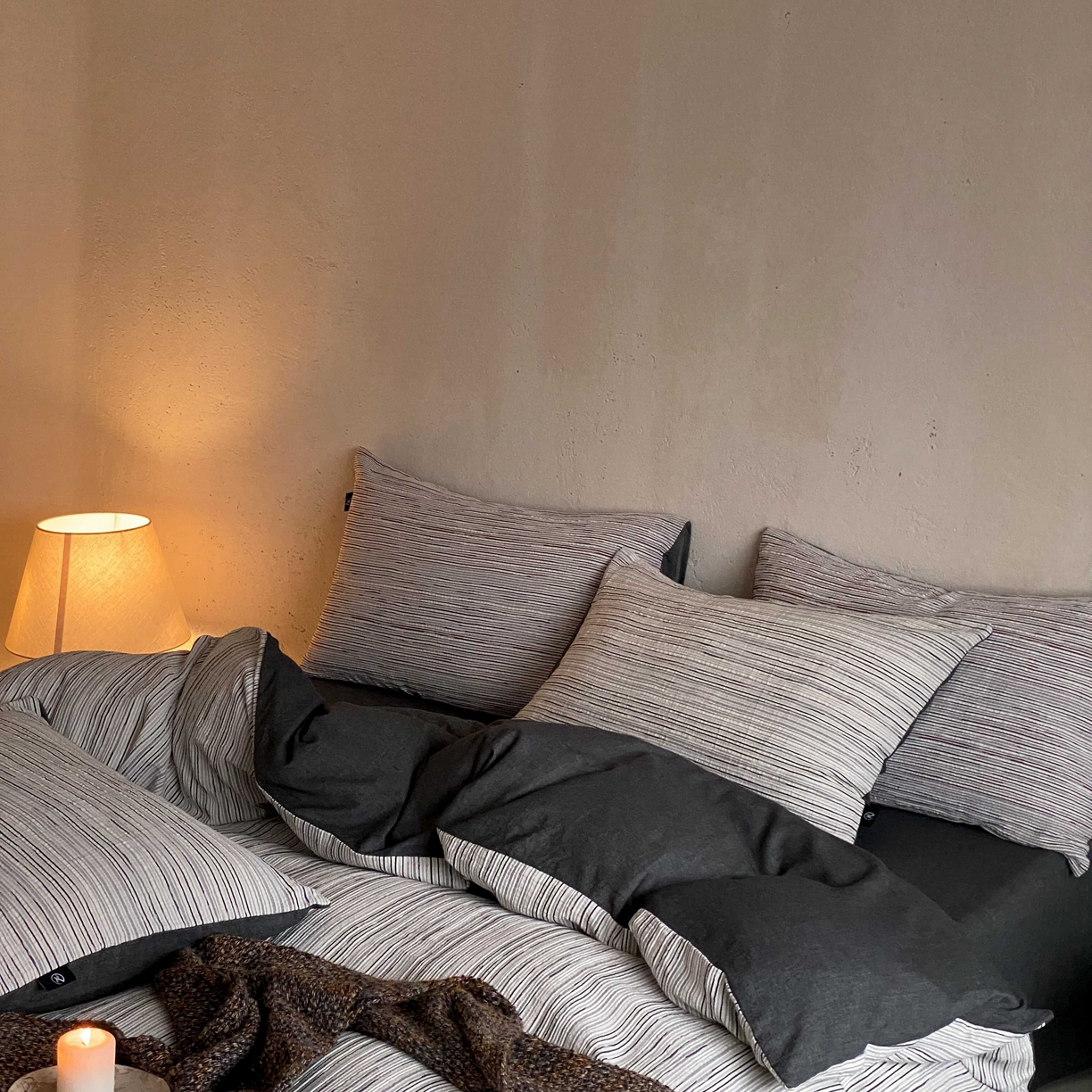 91家纺网 家纺一手货源 找家纺 旷野 2026新款棉麻侘寂风肌理感提花四件套-森川 森川-黑