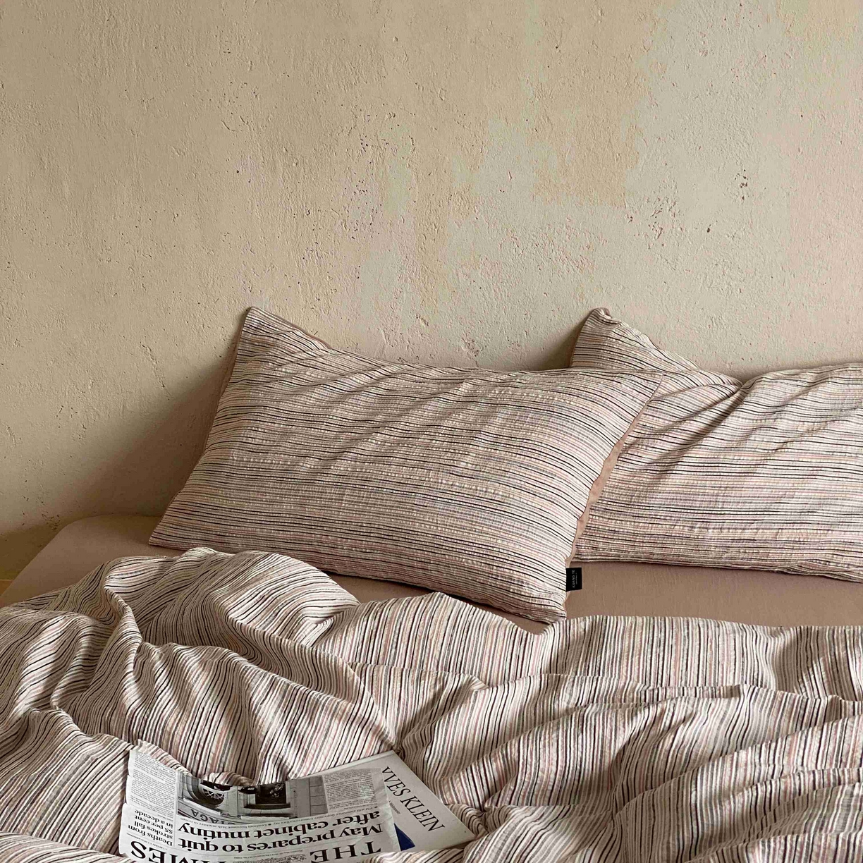 91家纺网 家纺一手货源 找家纺 旷野 2026新款棉麻侘寂风肌理感提花四件套-森川 森川-粉