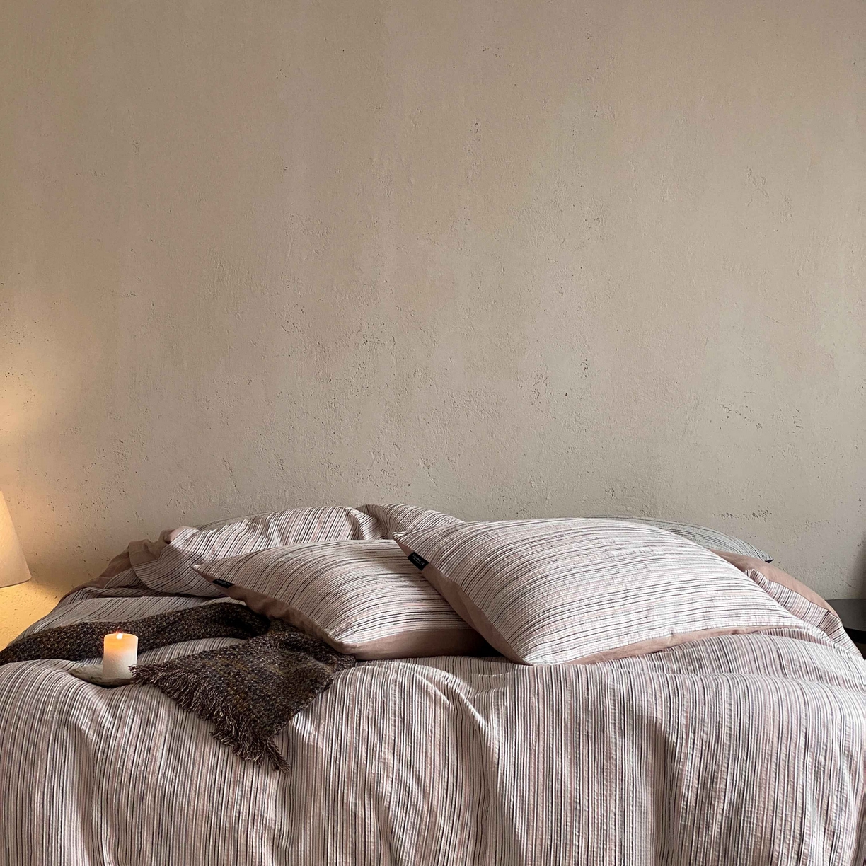 91家纺网 家纺一手货源 找家纺 旷野 2026新款棉麻侘寂风肌理感提花四件套-森川 森川-粉