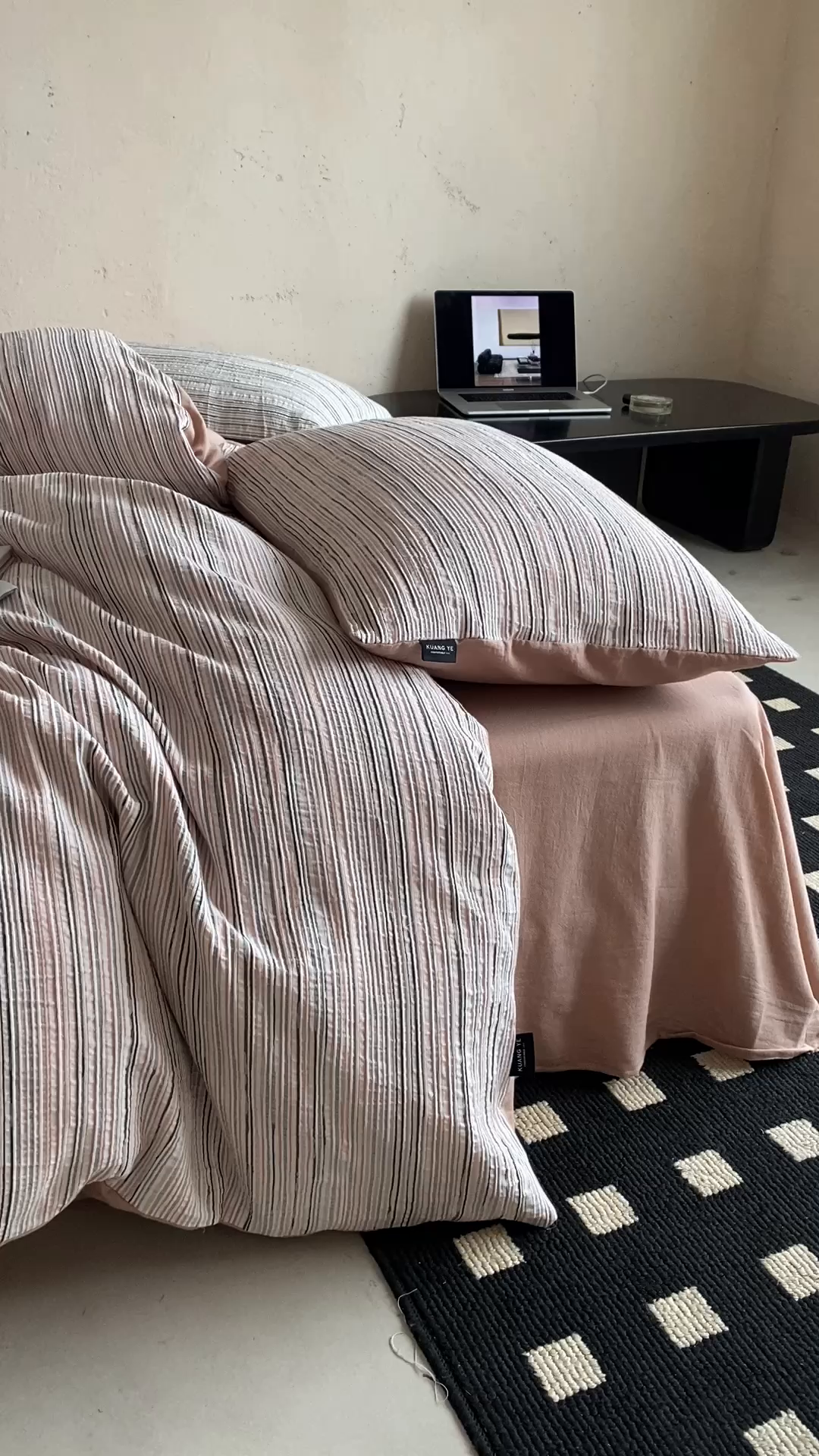 91家纺网 家纺一手货源 找家纺 （总）旷野 2026新款棉麻侘寂风肌理感提花四件套-森川