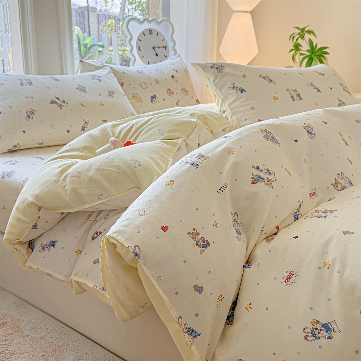 91家纺网 家纺一手货源 找家纺 女子家纺 2026新款全棉印花四件套系列 动物城