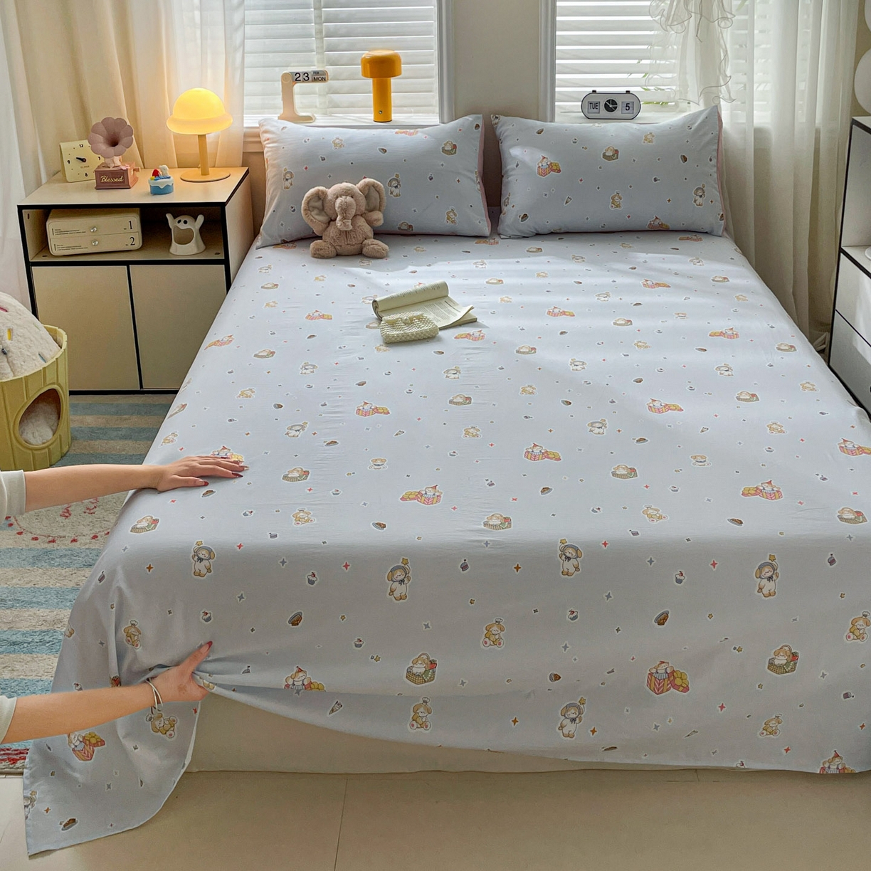 91家纺网 家纺一手货源 找家纺 纽缦家纺 2026新款A类105g四件套古法水洗棉单床单床单单件 安琪拉