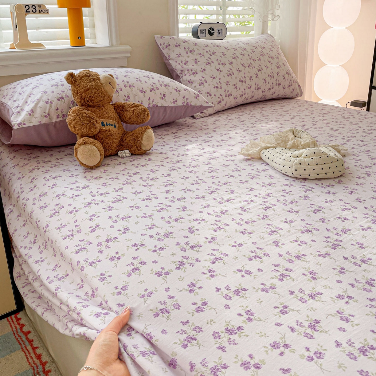 91家纺网 家纺一手货源 找家纺 纽缦家纺 2026新款A类105g四件套古法水洗棉单床单床单单件 波影紫