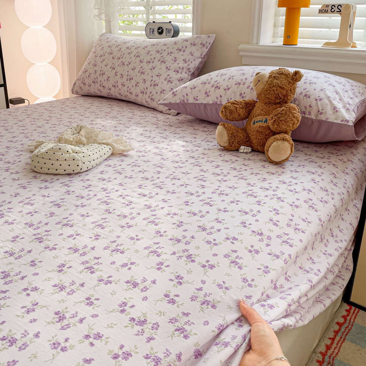 91家纺网 家纺一手货源 找家纺 纽缦家纺 2026新款A类105g四件套古法水洗棉单床单床单单件 波影紫