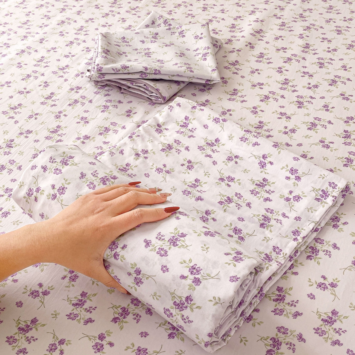 91家纺网 家纺一手货源 找家纺 纽缦家纺 2026新款A类105g四件套古法水洗棉单床单床单单件 波影紫