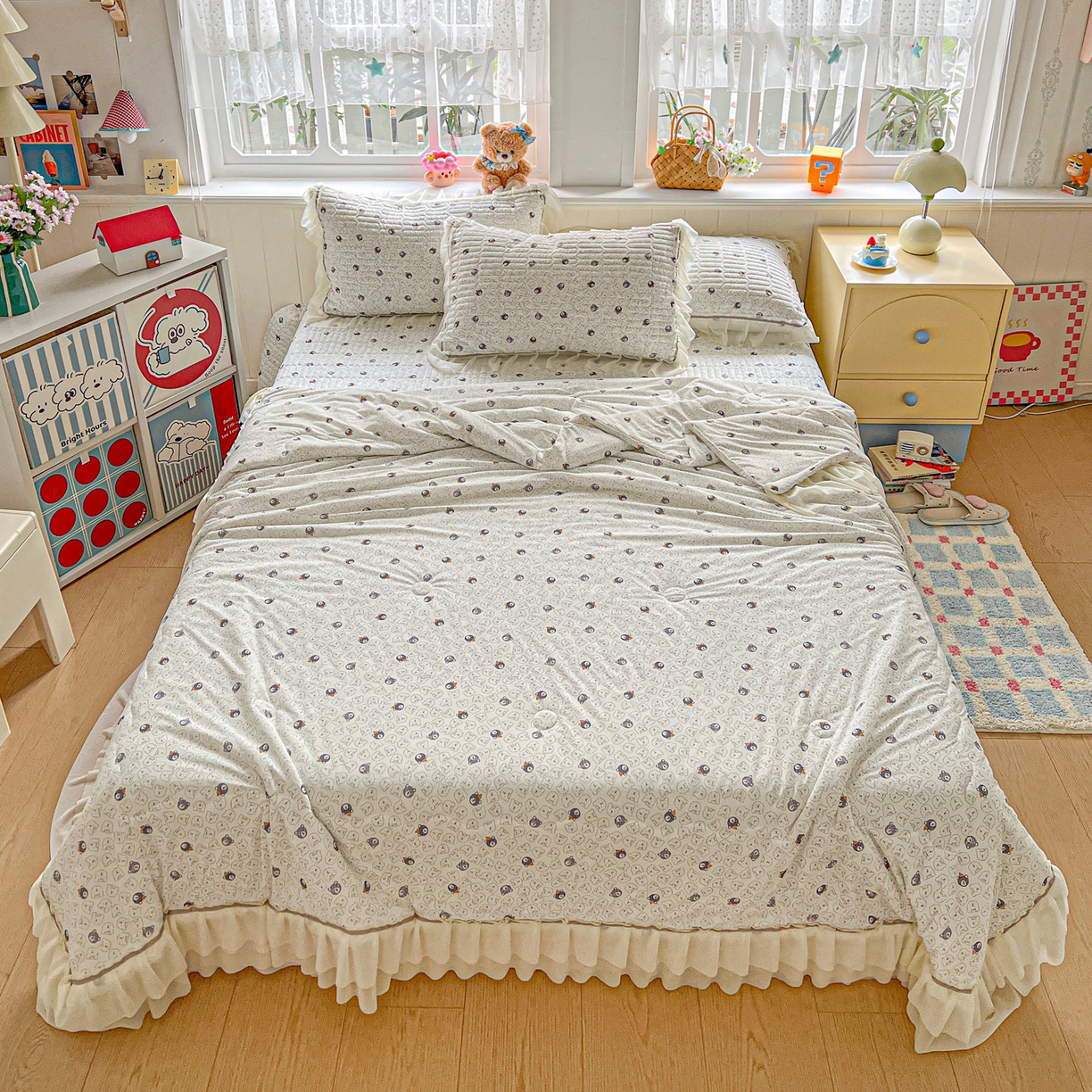 富米莱单品馆 2026新款高奢维密花边冰肤格凉感夏凉被床盖夏被四件套 夏被床盖-萌宠集
