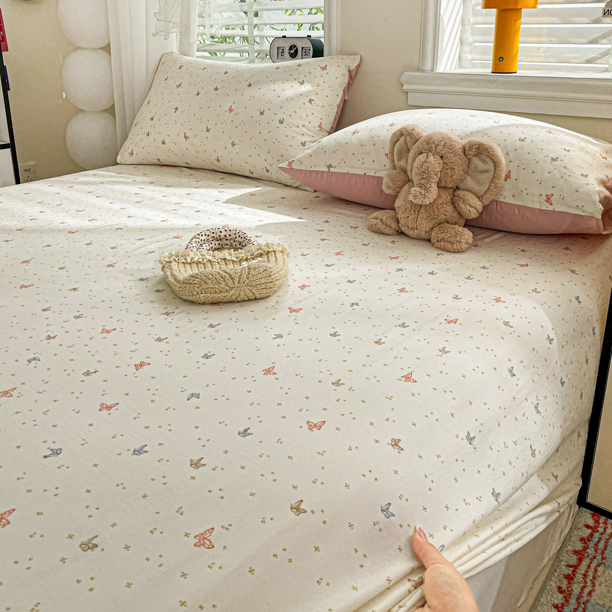 91家纺网 家纺一手货源 找家纺 纽缦家纺 2026新款A类105g四件套古法水洗棉单床单床单单件 彩蝶红