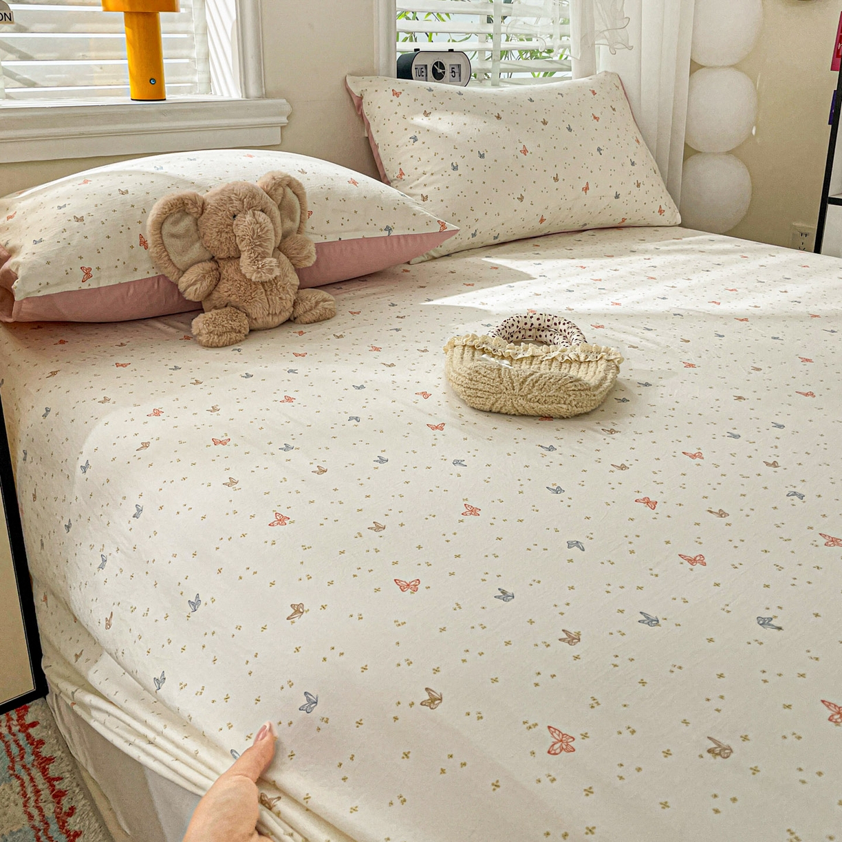 91家纺网 家纺一手货源 找家纺 纽缦家纺 2026新款A类105g四件套古法水洗棉单床单床单单件 彩蝶红