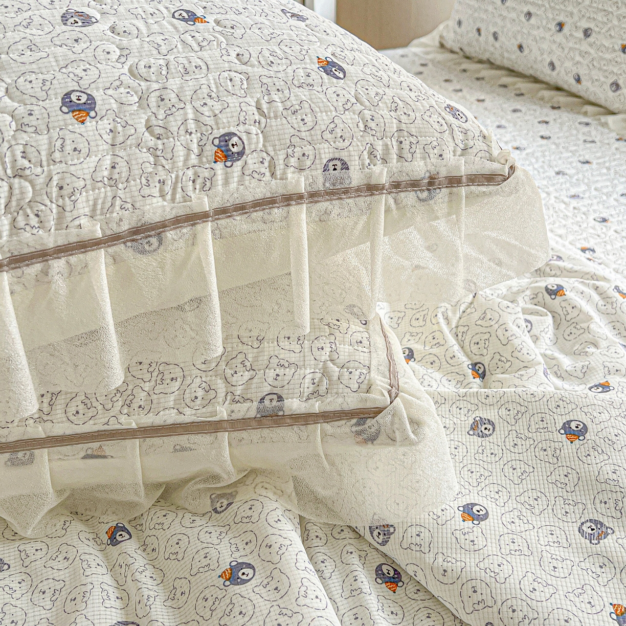 91家纺网 家纺一手货源 找家纺 富米莱单品馆 2026新款高奢维密花边冰肤格凉感夏凉被床盖夏被四件套 夏被床盖-萌宠集