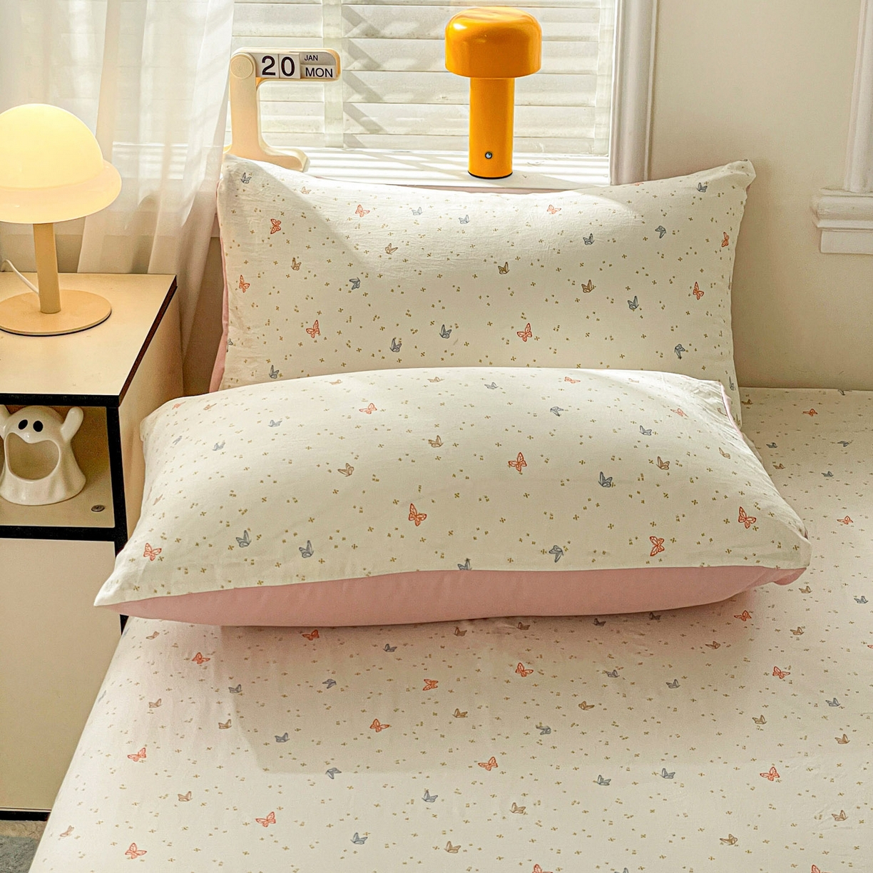 91家纺网 家纺一手货源 找家纺 纽缦家纺 2026新款A类105g四件套古法水洗棉单床单床单单件 彩蝶红