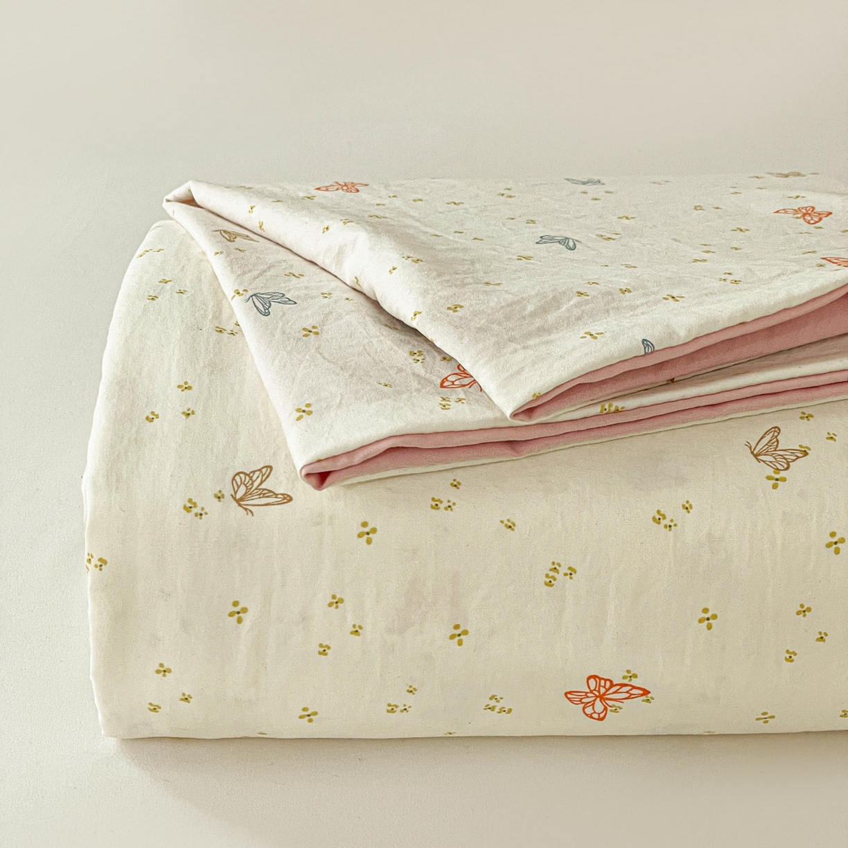 91家纺网 家纺一手货源 找家纺 纽缦家纺 2026新款A类105g四件套古法水洗棉单床单床单单件 彩蝶红