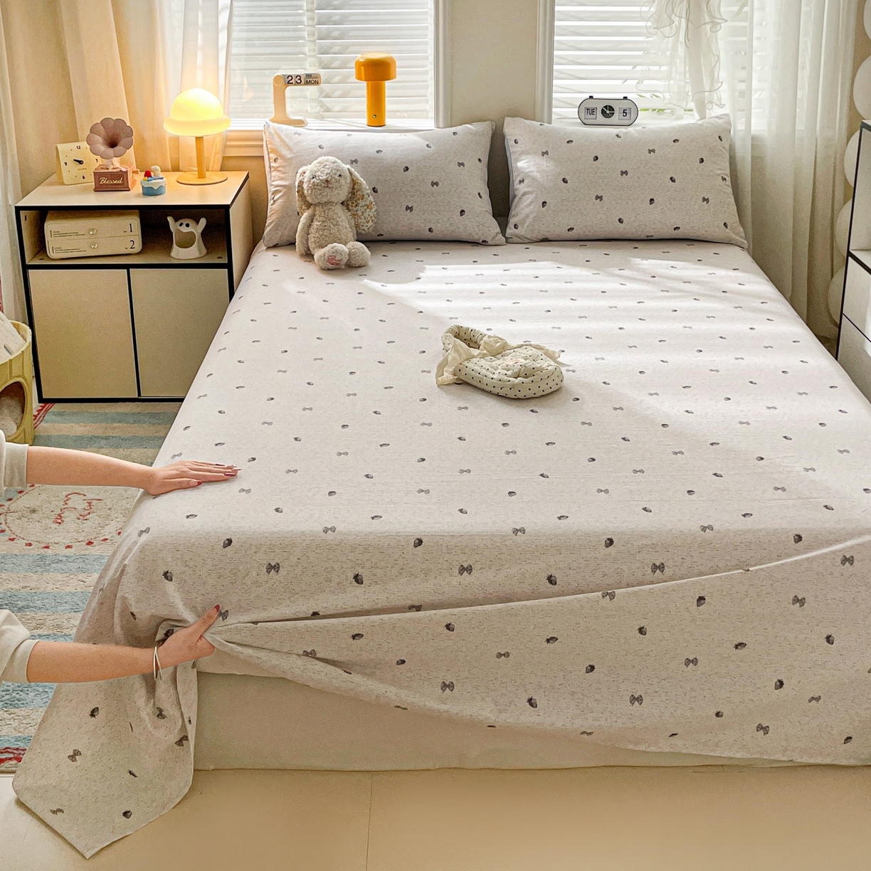 91家纺网 家纺一手货源 找家纺 纽缦家纺 2026新款A类105g四件套古法水洗棉单床单床单单件 初春灰