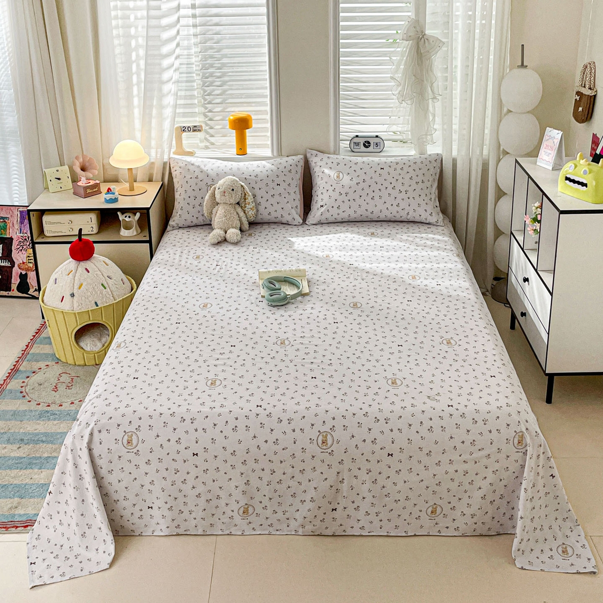 纽缦家纺 2026新款A类105g四件套古法水洗棉单床单床单单件 恋空灰