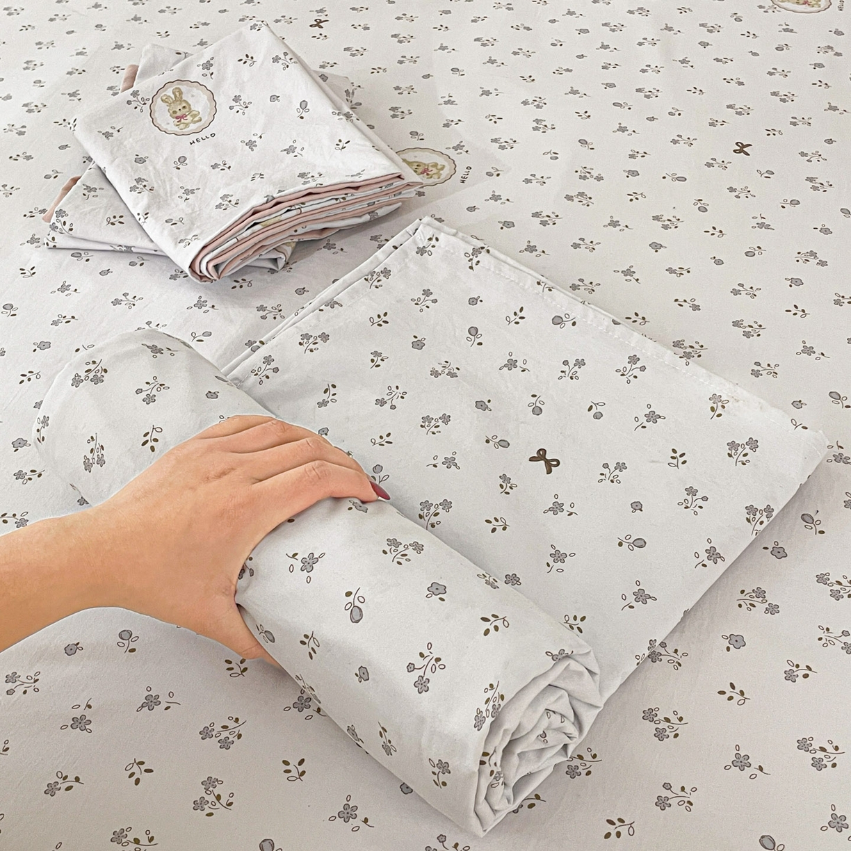 91家纺网 家纺一手货源 找家纺 纽缦家纺 2026新款A类105g四件套古法水洗棉单床单床单单件 恋空灰