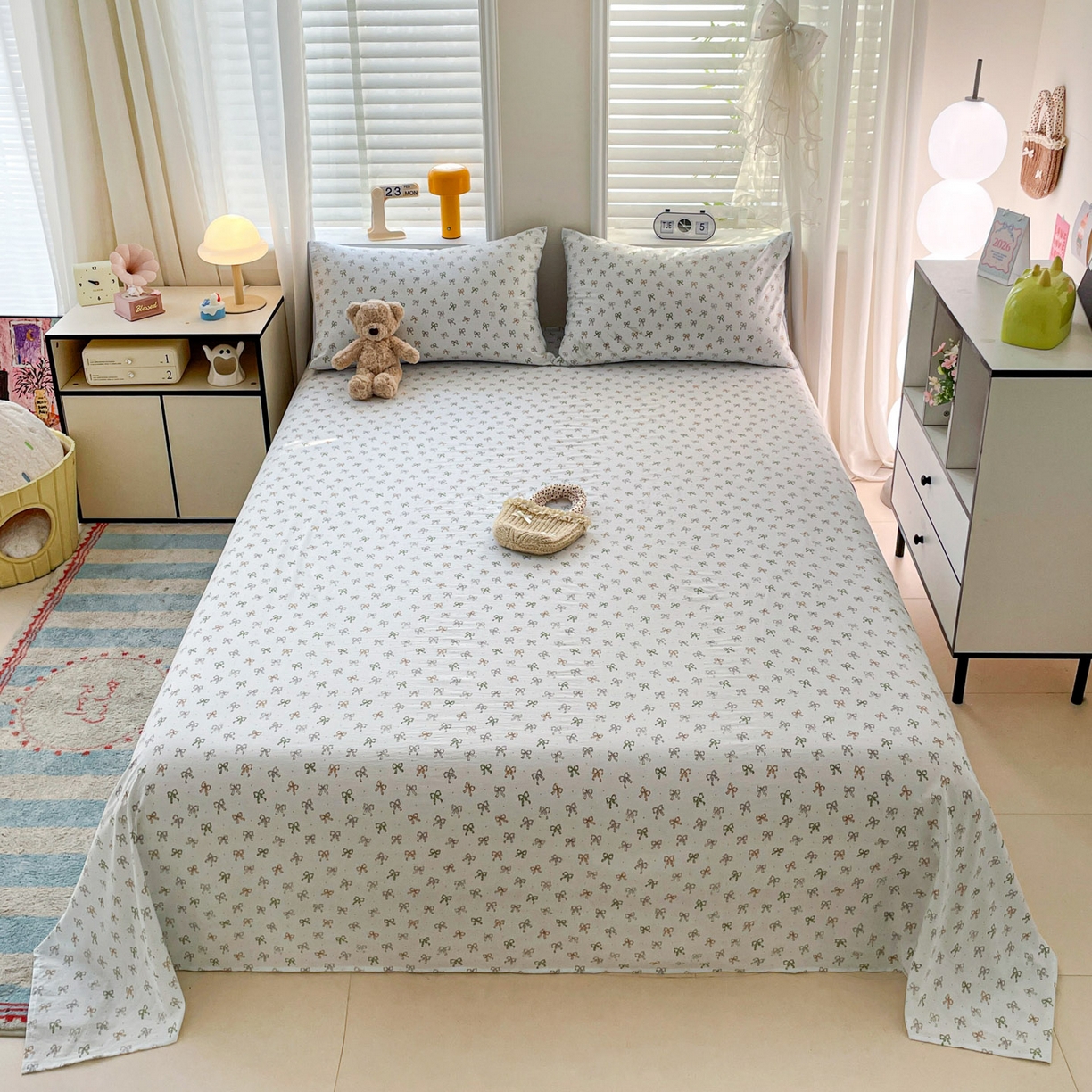 纽缦家纺 2026新款A类105g四件套古法水洗棉单床单床单单件 铃兰兰