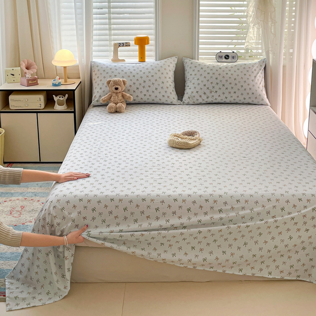 91家纺网 家纺一手货源 找家纺 纽缦家纺 2026新款A类105g四件套古法水洗棉单床单床单单件 铃兰兰