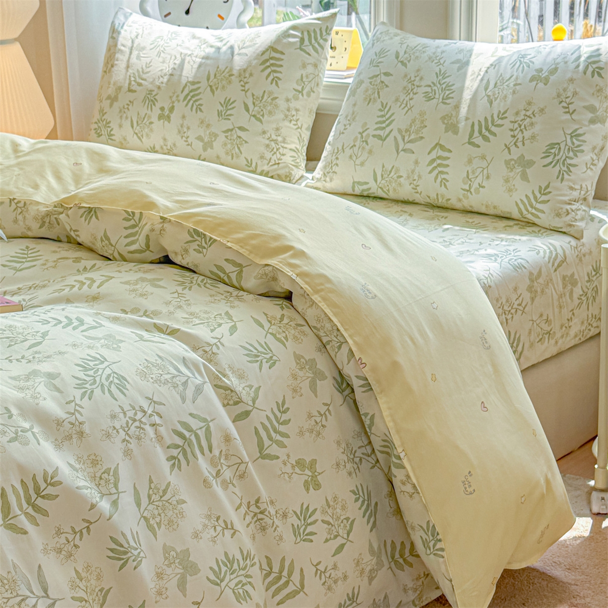 91家纺网 家纺一手货源 找家纺 女子家纺 2026新款全棉印花四件套系列 绿茵