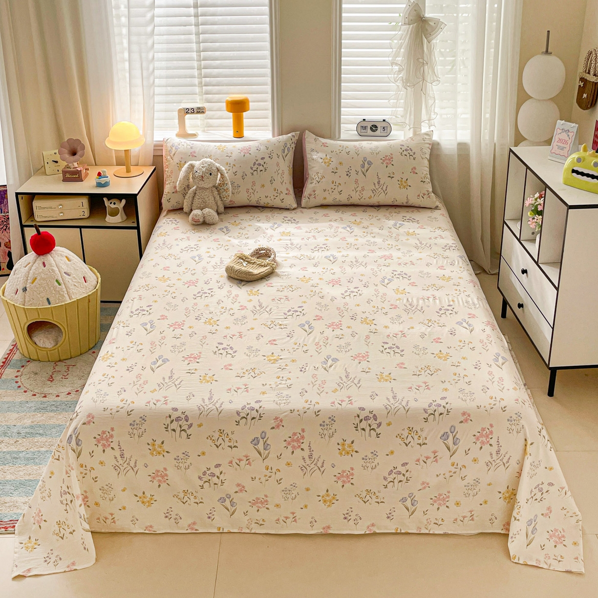 纽缦家纺 2026新款A类105g四件套古法水洗棉单床单床单单件 聆风