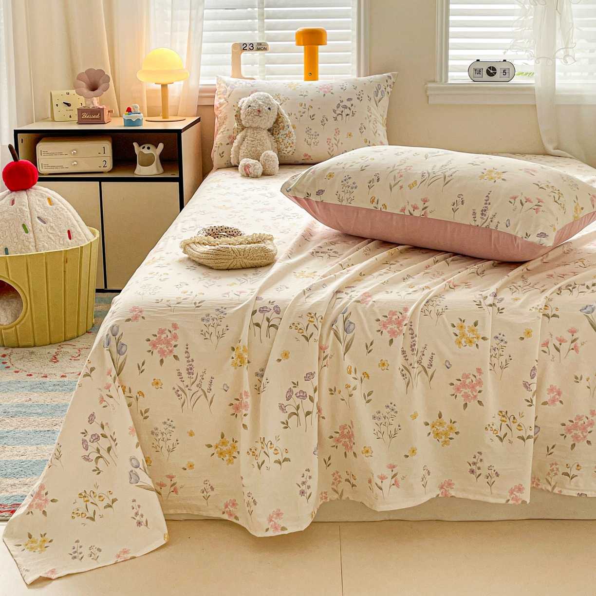 91家纺网 家纺一手货源 找家纺 纽缦家纺 2026新款A类105g四件套古法水洗棉单床单床单单件 聆风