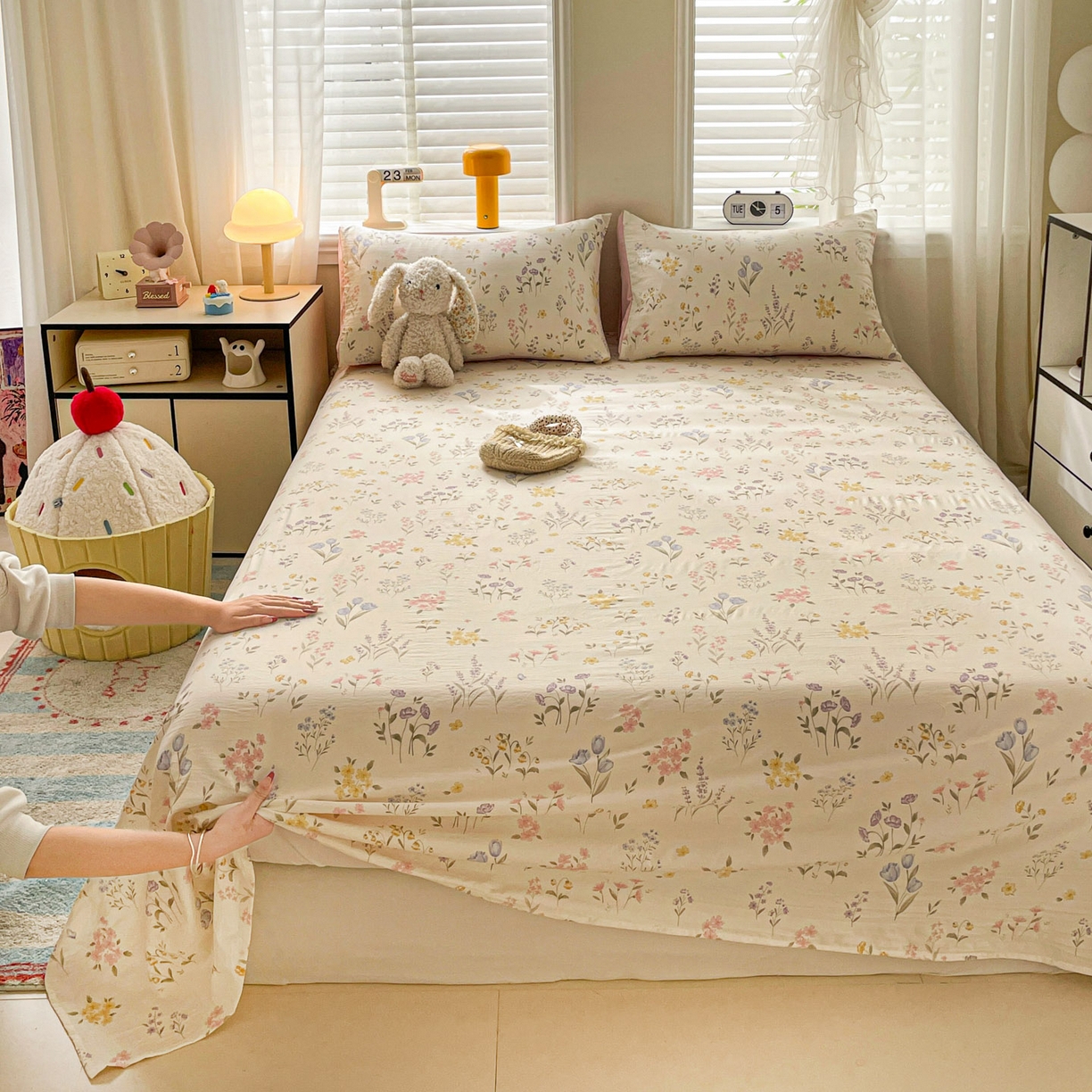 91家纺网 家纺一手货源 找家纺 纽缦家纺 2026新款A类105g四件套古法水洗棉单床单床单单件 聆风