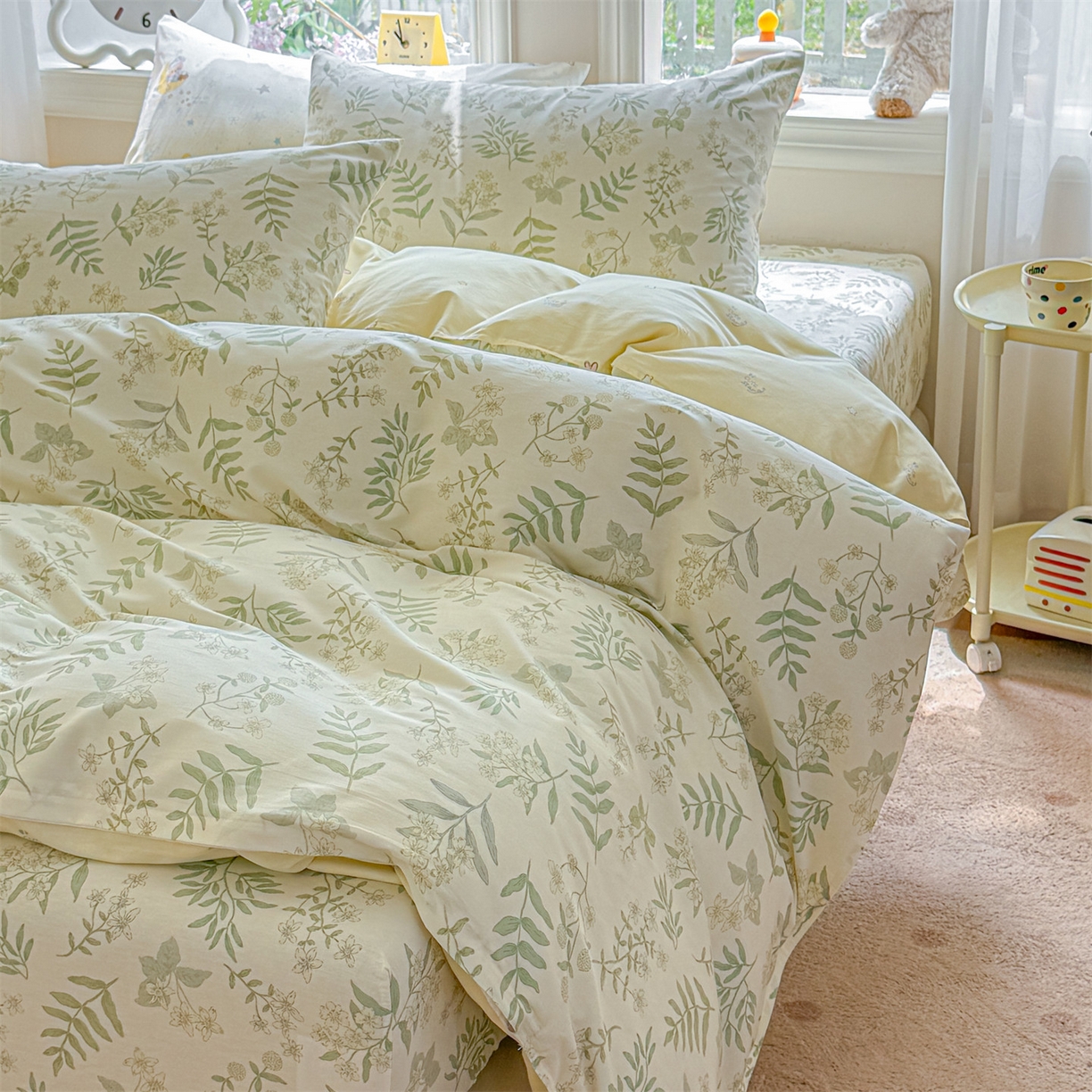 91家纺网 家纺一手货源 找家纺 女子家纺 2026新款全棉印花四件套系列 绿茵