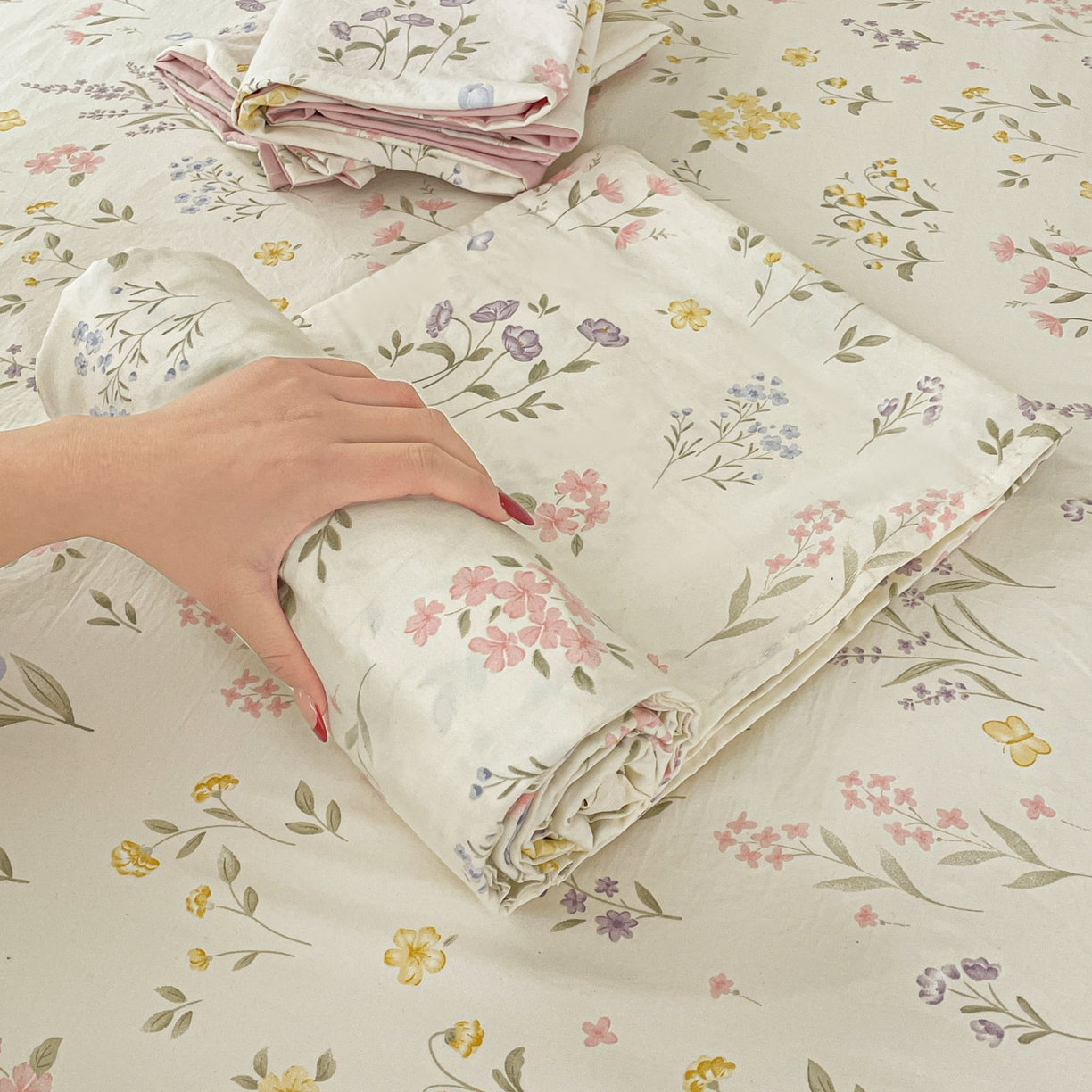 91家纺网 家纺一手货源 找家纺 纽缦家纺 2026新款A类105g四件套古法水洗棉单床单床单单件 聆风