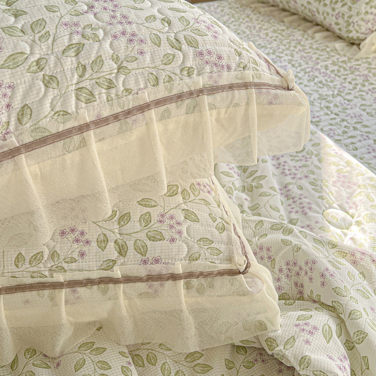 91家纺网 家纺一手货源 找家纺 富米莱单品馆 2026新款高奢维密花边冰肤格凉感夏凉被床盖夏被四件套 夏被床盖-青枝纳福