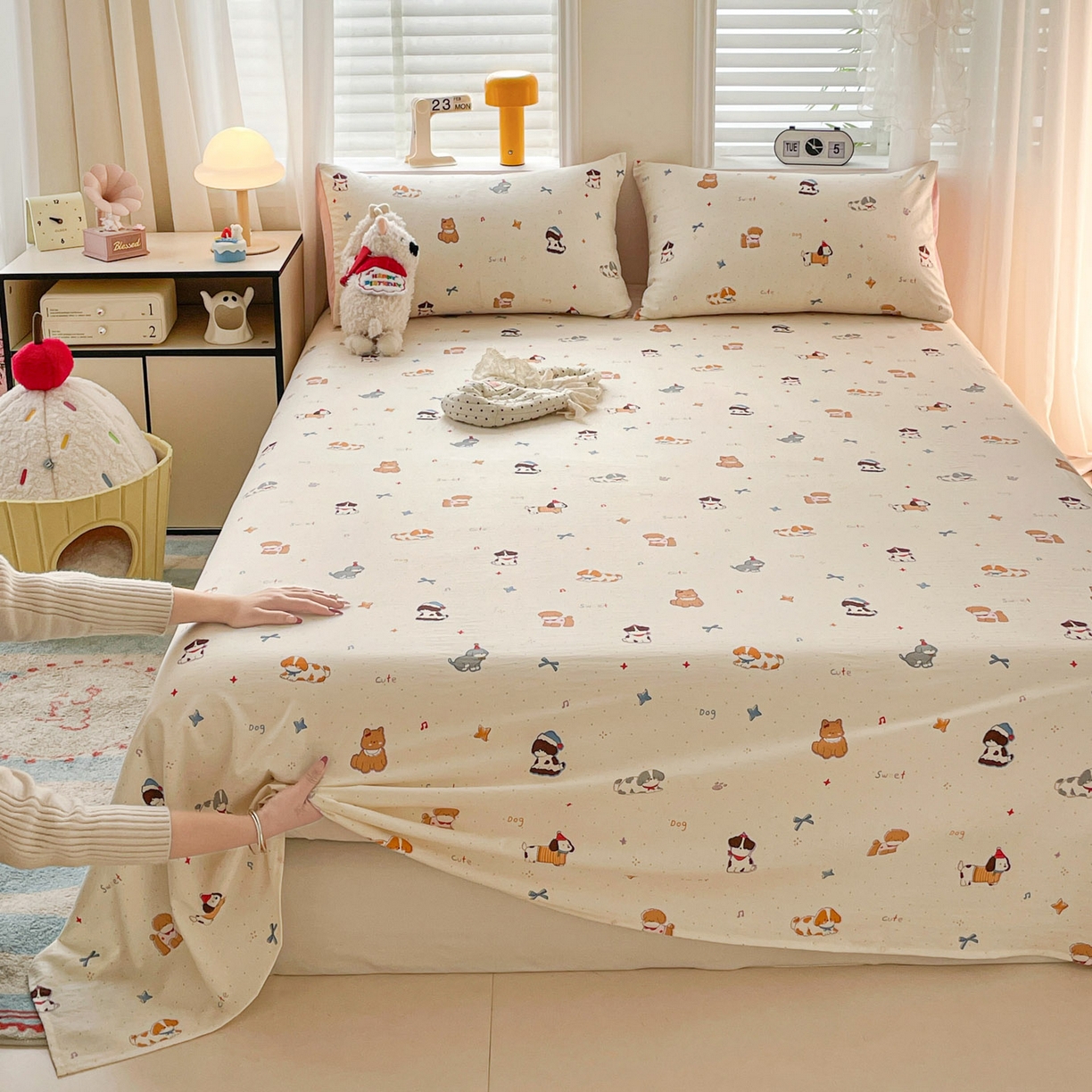 91家纺网 家纺一手货源 找家纺 纽缦家纺 2026新款A类105g四件套古法水洗棉单床单床单单件 洛奇