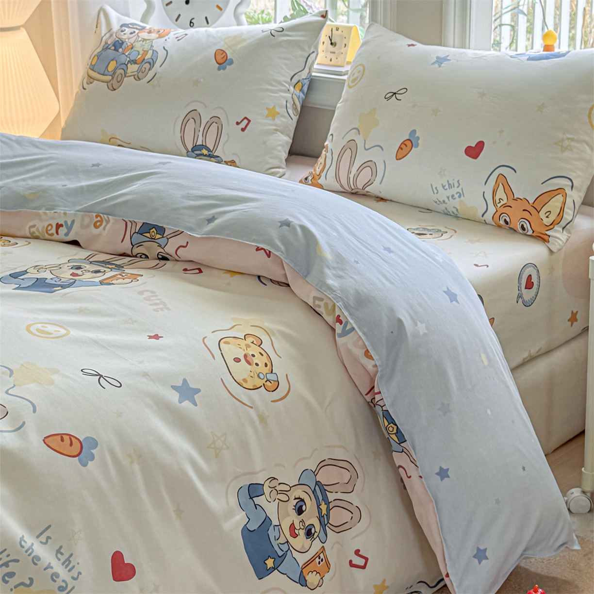 91家纺网 家纺一手货源 找家纺 女子家纺 2026新款全棉印花四件套系列 萌趣