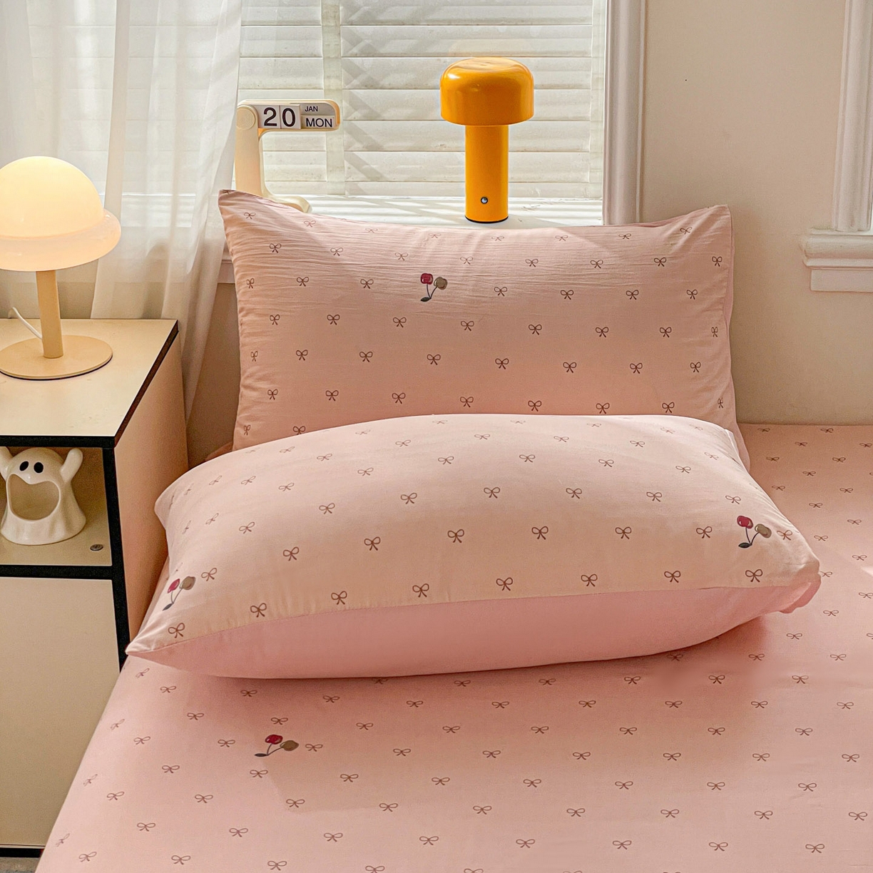 91家纺网 家纺一手货源 找家纺 纽缦家纺 2026新款A类105g四件套古法水洗棉单床单床单单件 梦樱粉