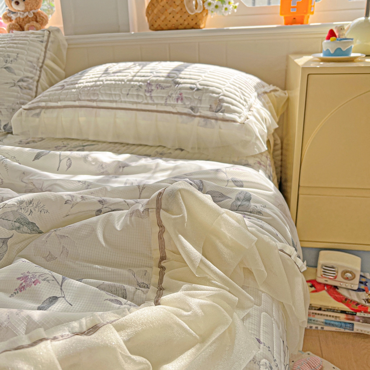 91家纺网 家纺一手货源 找家纺 富米莱单品馆 2026新款高奢维密花边冰肤格凉感夏凉被床盖夏被四件套 夏被床盖-水墨江南