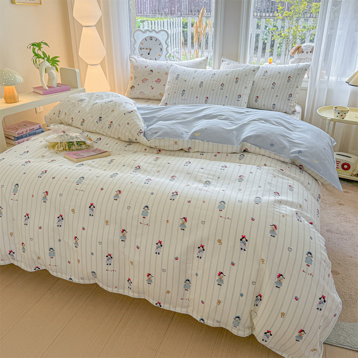 91家纺网 家纺一手货源 找家纺 女子家纺 2026新款全棉印花四件套系列 少女日记