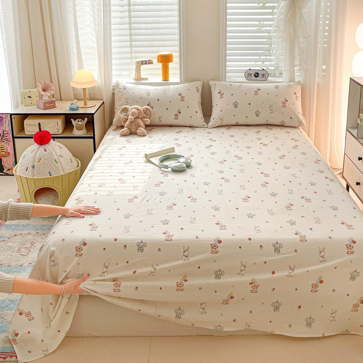 91家纺网 家纺一手货源 找家纺 纽缦家纺 2026新款A类105g四件套古法水洗棉单床单床单单件 小飞象