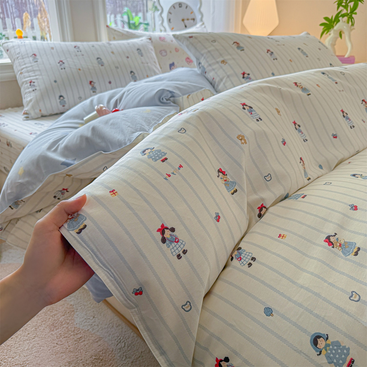 91家纺网 家纺一手货源 找家纺 女子家纺 2026新款全棉印花四件套系列 少女日记