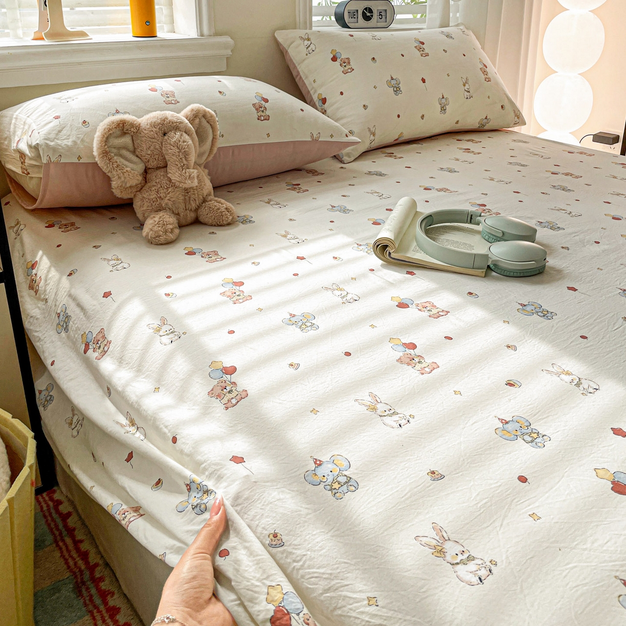 91家纺网 家纺一手货源 找家纺 纽缦家纺 2026新款A类105g四件套古法水洗棉单床单床单单件 小飞象