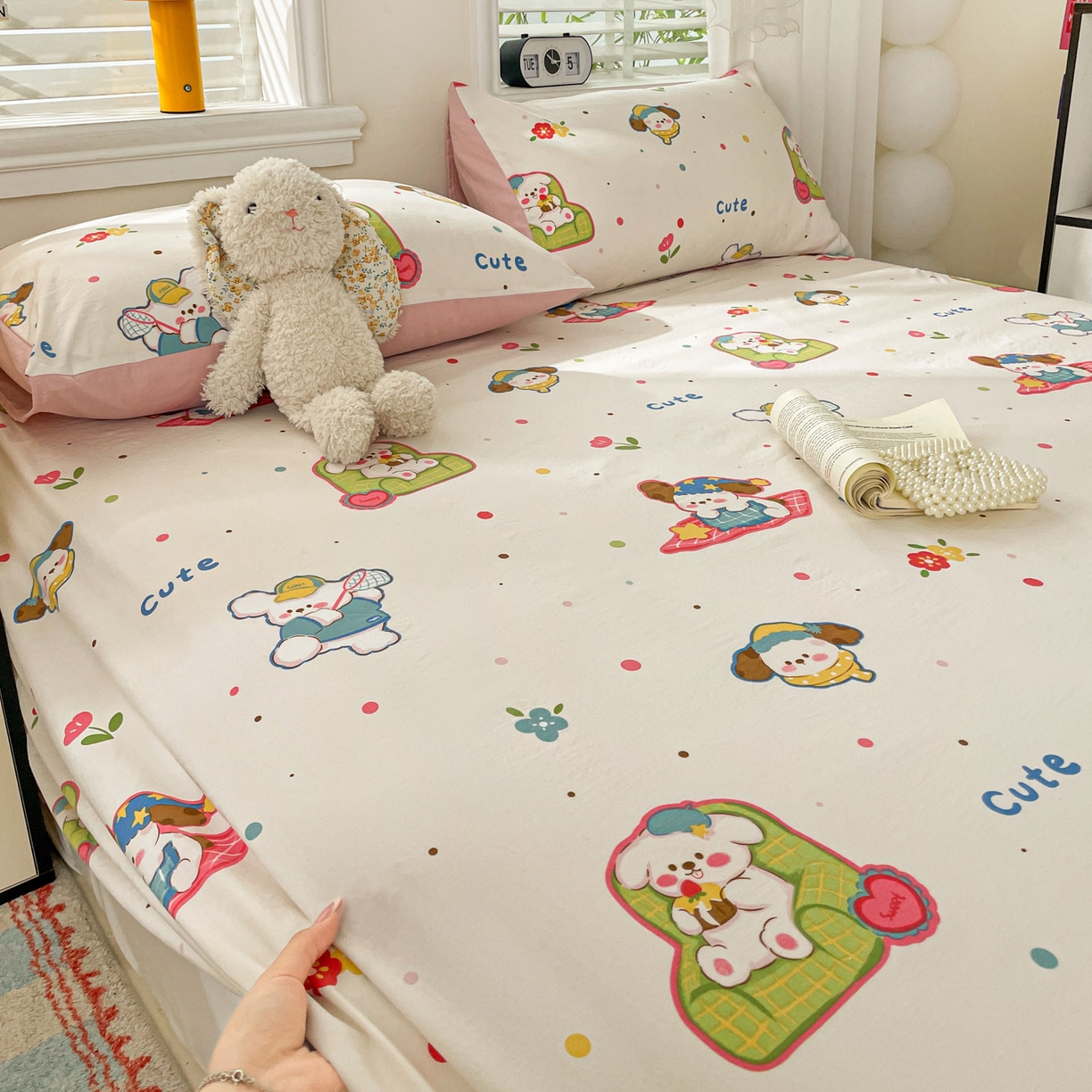 91家纺网 家纺一手货源 找家纺 纽缦家纺 2026新款A类105g四件套古法水洗棉单床单床单单件 心愿狗