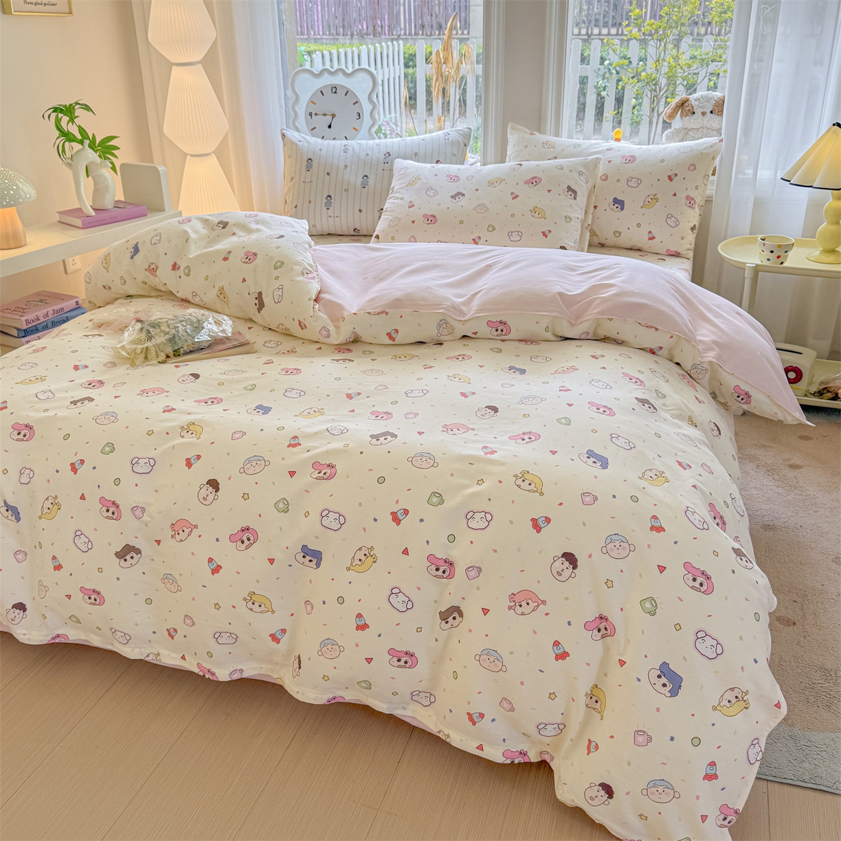 91家纺网 家纺一手货源 找家纺 女子家纺 2026新款全棉印花四件套系列 糖果幼儿园