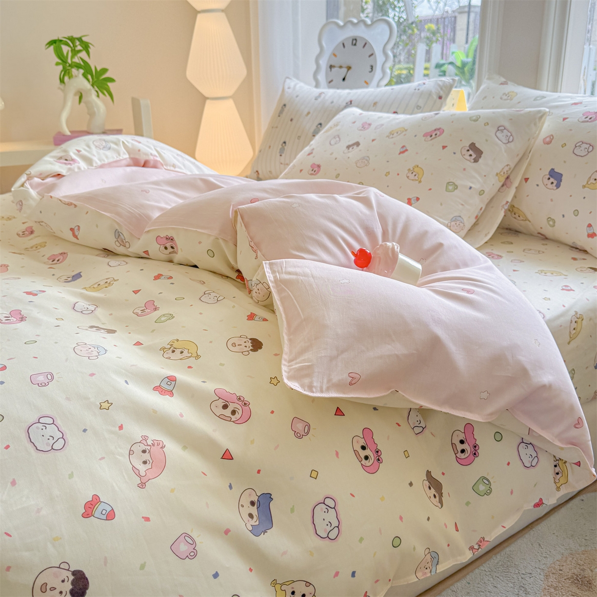 91家纺网 家纺一手货源 找家纺 女子家纺 2026新款全棉印花四件套系列 糖果幼儿园