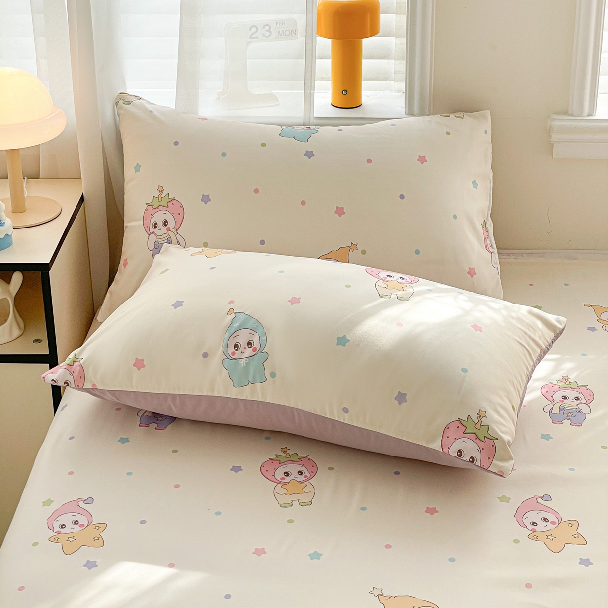 91家纺网 家纺一手货源 找家纺 纽缦家纺 2026新款A类105g四件套古法水洗棉单床单床单单件 星星