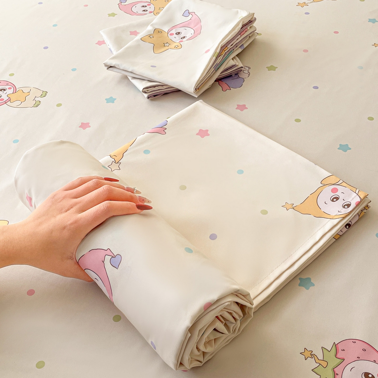 91家纺网 家纺一手货源 找家纺 纽缦家纺 2026新款A类105g四件套古法水洗棉单床单床单单件 星星