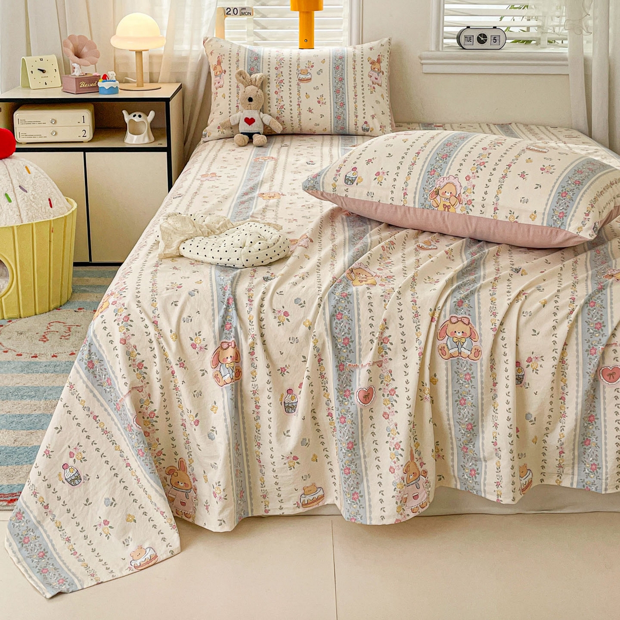 91家纺网 家纺一手货源 找家纺 纽缦家纺 2026新款A类105g四件套古法水洗棉单床单床单单件 幸运狗